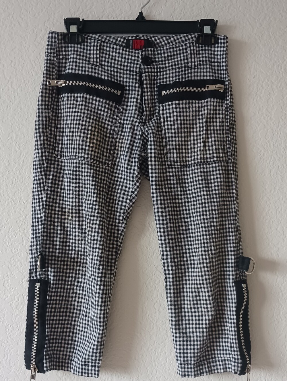 Tripp NYC Black and White Punk Capri Pants Vintage 90s Size Small